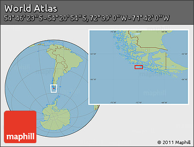 Savanna Style Location Map of the Area around 54° 33' 39" S, 72° 10' 30" W