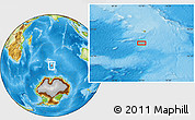 Physical Location Map of the area around 54° 33' 39" S, 73° 10' 30" E