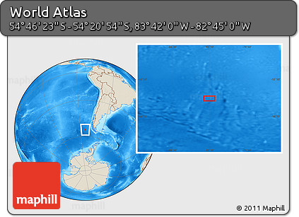 Shaded Relief Location Map of the Area around 54° 33' 39" S, 83° 13' 29" W