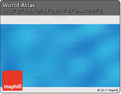 Physical 3D Map of the Area around 54° 33' 39" S, 93° 34' 29" E