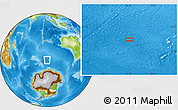 Physical Location Map of the area around 54° 33' 39" S, 93° 34' 29" E