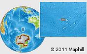 Physical Location Map of the area around 54° 33' 39" S, 97° 49' 29" E