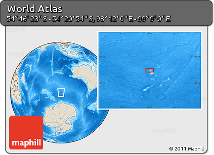 Shaded Relief Location Map of the Area around 54° 33' 39" S, 98° 40' 30" E