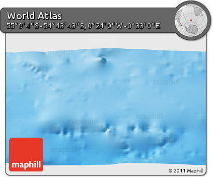 Shaded Relief 3D Map of the Area around 54° 56' 24" S, 0° 4' 30" E