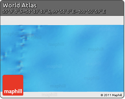 Physical 3D Map of the Area around 54° 56' 24" S, 100° 22' 30" E