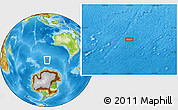 Physical Location Map of the area around 54° 56' 24" S, 103° 46' 30" E