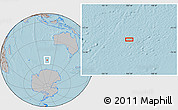 Gray Location Map of the area around 54° 56' 24" S, 105° 28' 29" E, hill shading