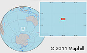 Gray Location Map of the area around 54° 56' 24" S, 105° 28' 29" E