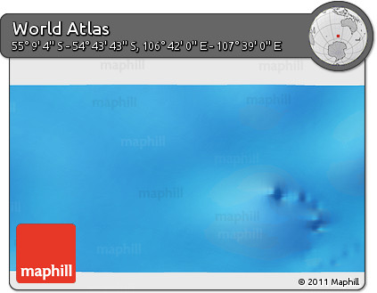 Physical 3D Map of the Area around 54° 56' 24" S, 107° 10' 30" E