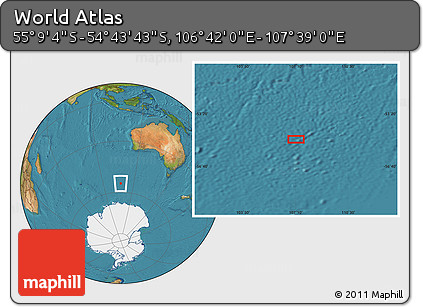 Satellite Location Map of the Area around 54° 56' 24" S, 107° 10' 30" E