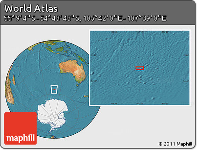 Satellite Location Map of the Area around 54° 56' 24" S, 107° 10' 30" E