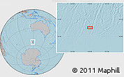 Gray Location Map of the area around 54° 56' 24" S, 118° 13' 29" E, hill shading