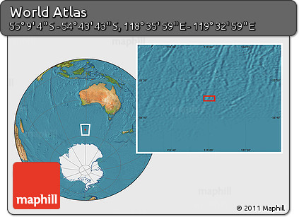 Satellite Location Map of the Area around 54° 56' 24" S, 119° 4' 29" E