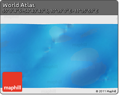Shaded Relief 3D Map of the Area around 54° 56' 24" S, 11° 7' 30" E