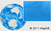 Shaded Relief Location Map of the area around 54° 56' 24" S, 124° 10' 30" E