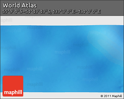 Physical 3D Map of the Area around 54° 56' 24" S, 133° 31' 30" E