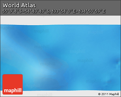 Physical 3D Map of the Area around 54° 56' 24" S, 134° 22' 30" E