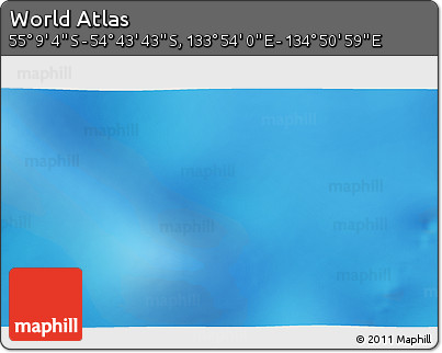 Physical 3D Map of the Area around 54° 56' 24" S, 134° 22' 30" E
