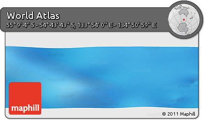 Physical Panoramic Map of the Area around 54° 56' 24" S, 134° 22' 30" E