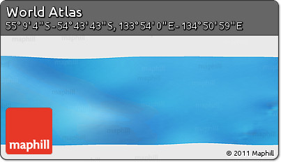 Physical Panoramic Map of the Area around 54° 56' 24" S, 134° 22' 30" E