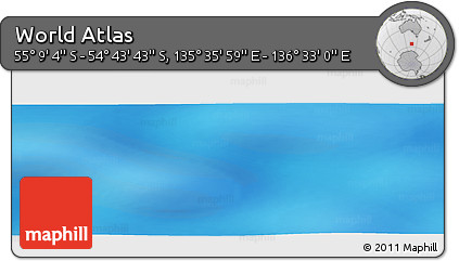 Physical Panoramic Map of the Area around 54° 56' 24" S, 136° 4' 29" E