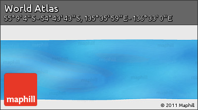 Physical Panoramic Map of the Area around 54° 56' 24" S, 136° 4' 29" E