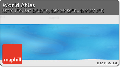 Physical Panoramic Map of the Area around 54° 56' 24" S, 136° 4' 29" E