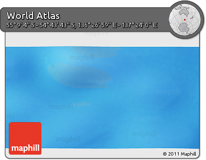 Physical 3D Map of the Area around 54° 56' 24" S, 136° 55' 30" E