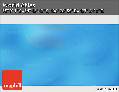 Physical 3D Map of the Area around 54° 56' 24" S, 136° 55' 30" E