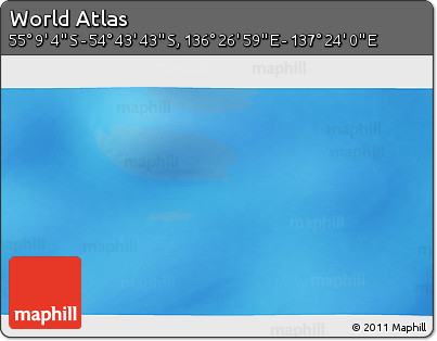 Physical 3D Map of the Area around 54° 56' 24" S, 136° 55' 30" E