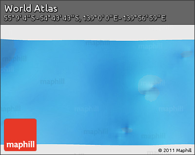 Physical 3D Map of the Area around 54° 56' 24" S, 139° 28' 29" E