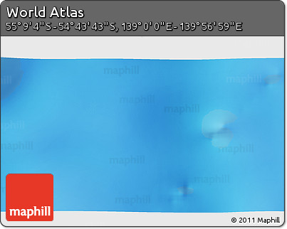 Physical 3D Map of the Area around 54° 56' 24" S, 139° 28' 29" E