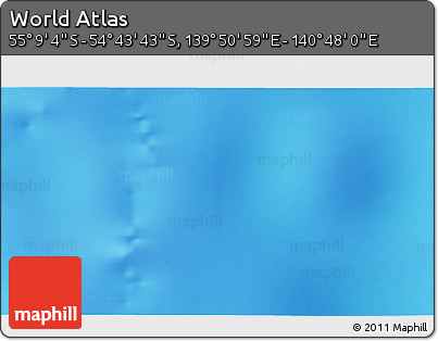 Physical 3D Map of the Area around 54° 56' 24" S, 140° 19' 29" E