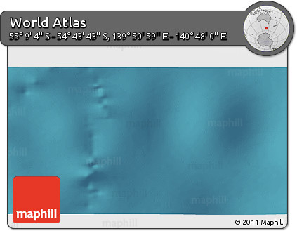 Satellite 3D Map of the Area around 54° 56' 24" S, 140° 19' 29" E