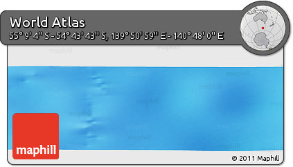 Physical Panoramic Map of the Area around 54° 56' 24" S, 140° 19' 29" E
