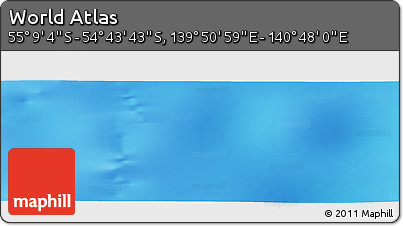 Physical Panoramic Map of the Area around 54° 56' 24" S, 140° 19' 29" E