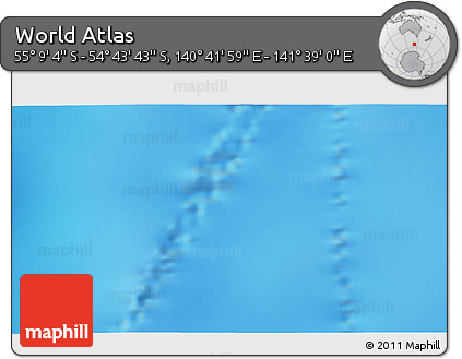 Physical 3D Map of the Area around 54° 56' 24" S, 141° 10' 30" E