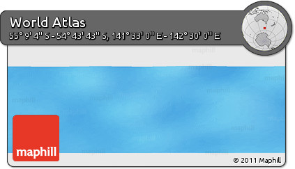 Physical Panoramic Map of the Area around 54° 56' 24" S, 142° 1' 30" E