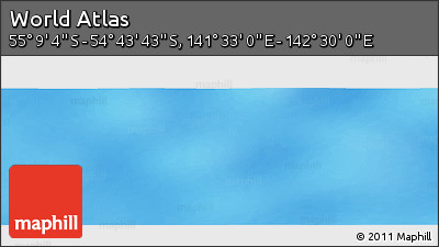 Physical Panoramic Map of the Area around 54° 56' 24" S, 142° 1' 30" E