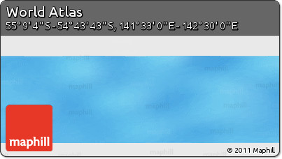 Physical Panoramic Map of the Area around 54° 56' 24" S, 142° 1' 30" E