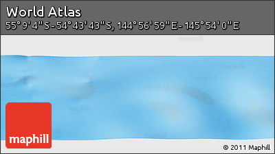 Physical Panoramic Map of the Area around 54° 56' 24" S, 145° 25' 30" E