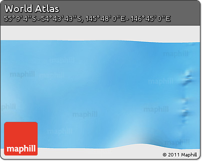 Shaded Relief 3D Map of the Area around 54° 56' 24" S, 146° 16' 30" E
