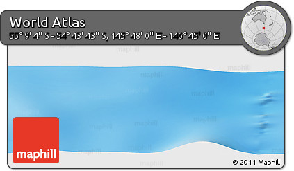 Physical Panoramic Map of the Area around 54° 56' 24" S, 146° 16' 30" E