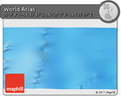 Physical 3D Map of the Area around 54° 56' 24" S, 147° 7' 30" E