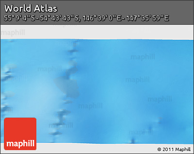 Physical 3D Map of the Area around 54° 56' 24" S, 147° 7' 30" E