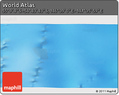 Physical 3D Map of the Area around 54° 56' 24" S, 147° 7' 30" E