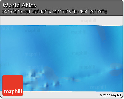 Physical 3D Map of the Area around 54° 56' 24" S, 147° 58' 29" E