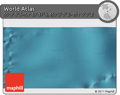Satellite 3D Map of the Area around 54° 56' 24" S, 150° 31' 30" E
