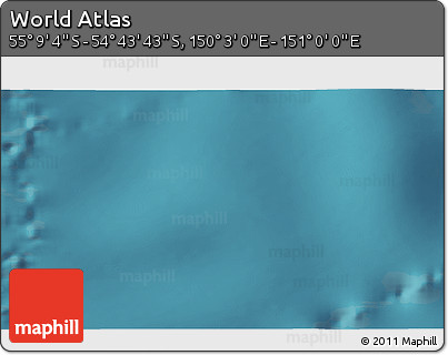 Satellite 3D Map of the Area around 54° 56' 24" S, 150° 31' 30" E