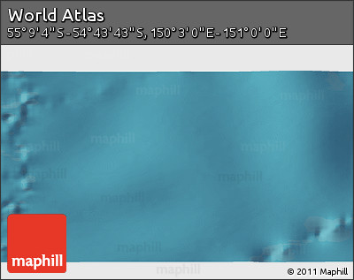Satellite 3D Map of the Area around 54° 56' 24" S, 150° 31' 30" E